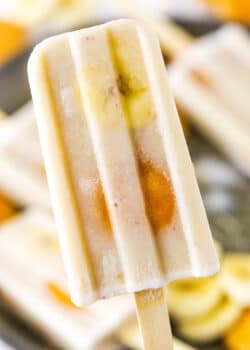 A close-up of a banana pudding popsicle