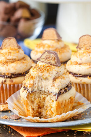 Butterfinger Cupcake with bite taken out