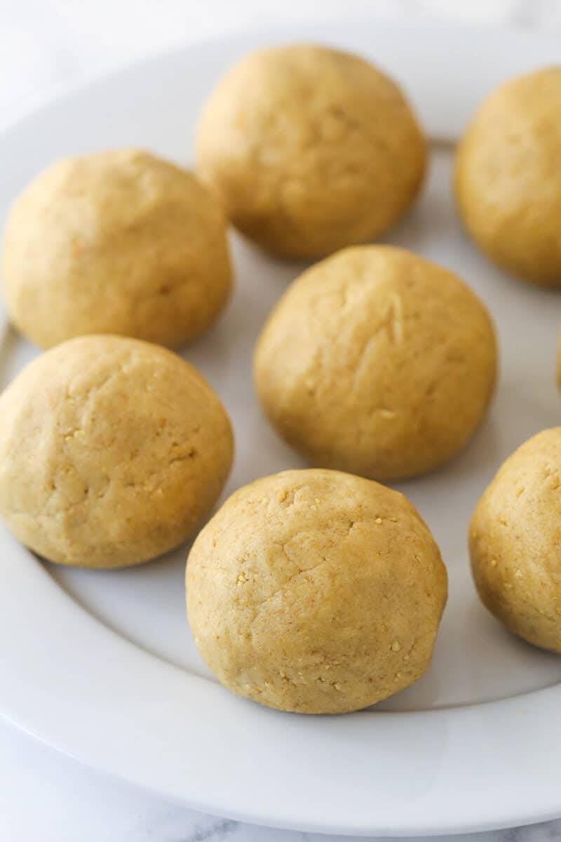 Graham cracker cookie dough formed into giant dough balls.