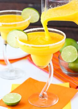 image of Mango Margaritas being poured into a glass