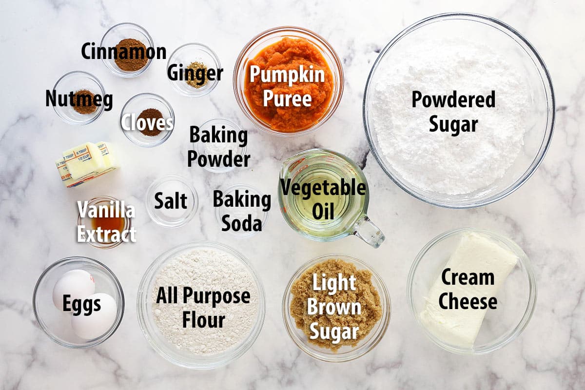 Ingredients for pumpkin cupcakes.