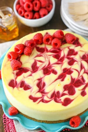 Raspberry Goat Cheese Cheesecake Recipe | Easy Swirl Cheesecake