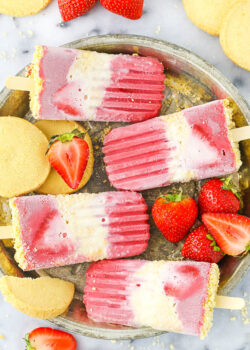 overhead image of Strawberry Shortcake Popsicles