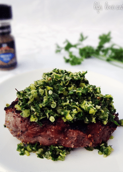 Get healthy dinner on the table fast, like this Chimichurri on Steak!